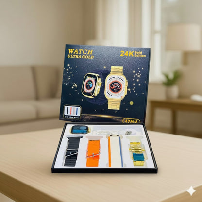 AuraXcess Watch Ultra Golden – 4 Straps Edition